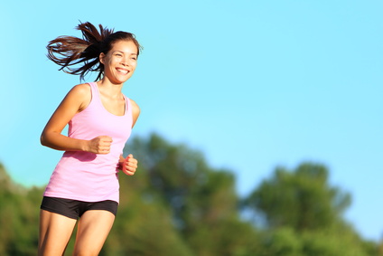 Happy woman running