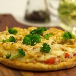 Pizza de frango com brócolis