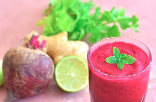 suco de beterraba com limão e gengibre