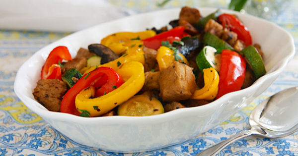 Seitan com legumes
