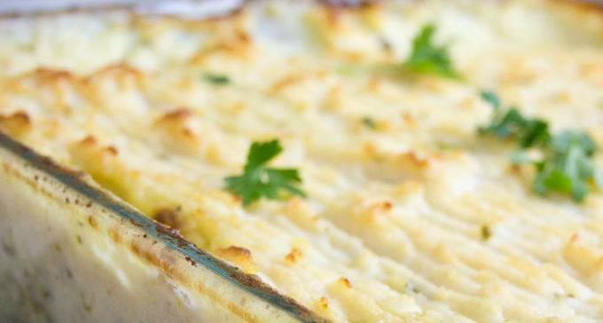 Escondidinho de bacalhau low carb