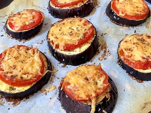 Mini pizza de beringela fit e saudável