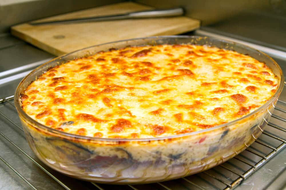 Arroz com carne moída gratinado e light