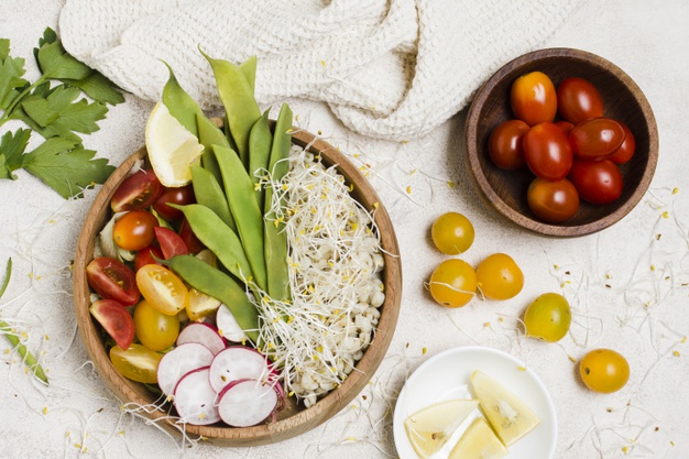 Salada de brotos de feijão