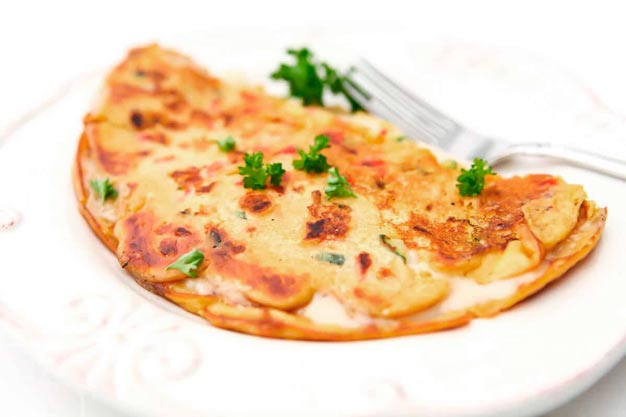 omelete vegano com grão de bico