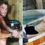 Chris Hemsworth em sauna e depois em banheira de gelo para recuperação muscular