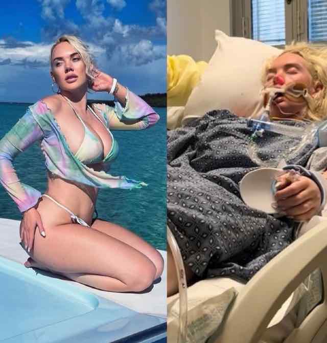 Jennifer Barlow durante a viagem e depois, já hospitalizada